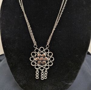 Vintage 1960's Lisner Silver Circle Pendant Necklace